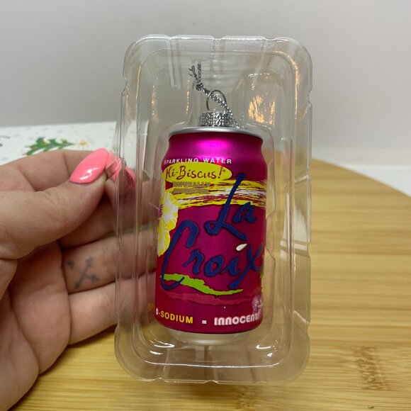 Lacroix Hibiscus Pink Christmas Ornament Sparkling Water Can Holiday - Picture 2 of 6